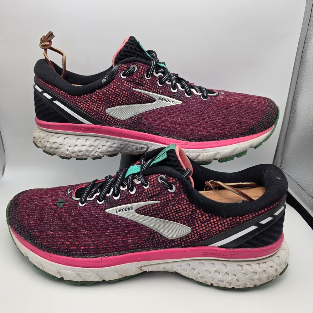 Brooks Ghost 11 Womens Running Shoes 9.5 Burgundy Pink Teal 1202771B017